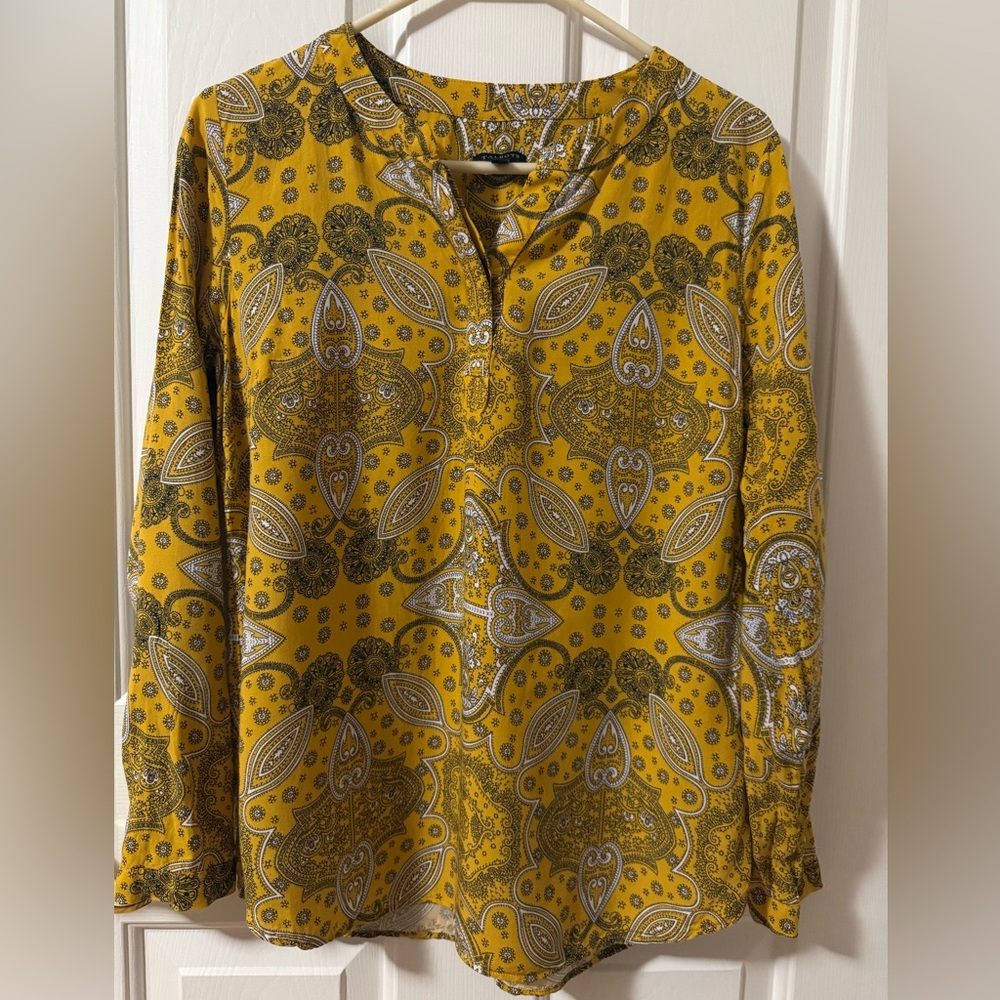 Talbots Yellow and Gray Paisley Women’s blouse